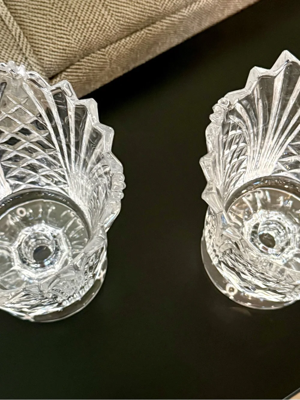 Fifth Avenue Ltd Wellington 24% Lead Crystal Hurricane Vase/Candle Holder-Pair